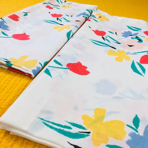 Vintage 80s Fieldcrest Spring Floral Bouquet Pillowcase Set of 2 - Retro Bedding - Picture 5 of 10